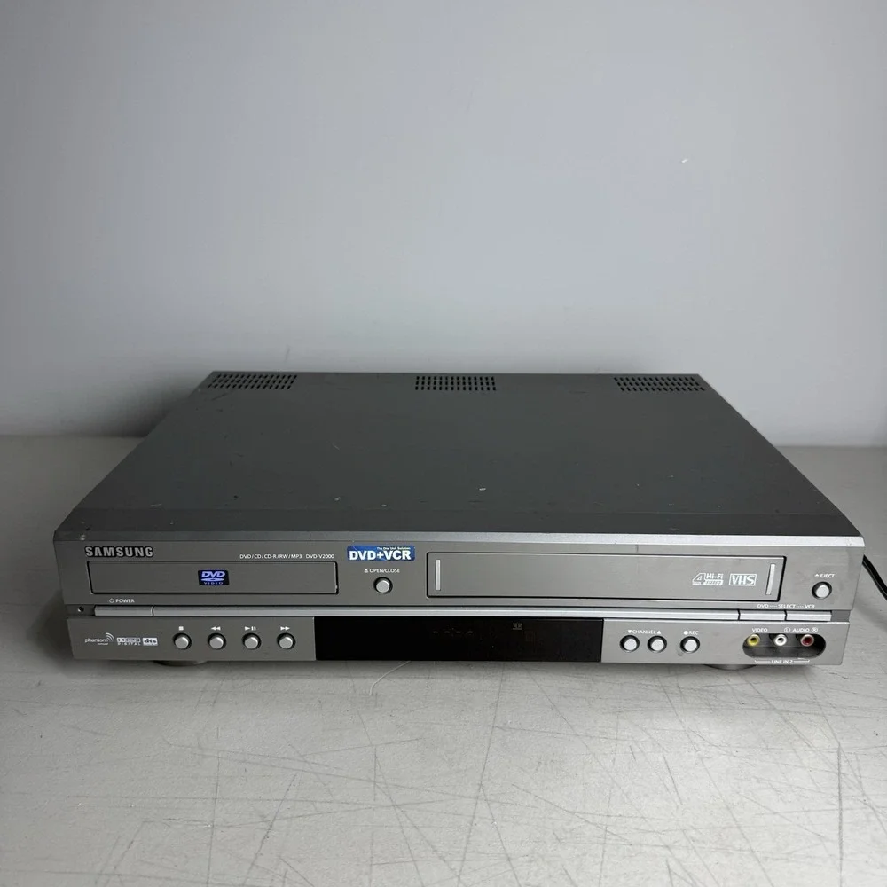 Samsung DVD-V2000 DVD VCR Combo Player Dual Deck VHS Tested NO REMOTE